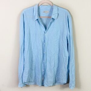 Onia Linen Blend Light Blue Button Down Shirt size large